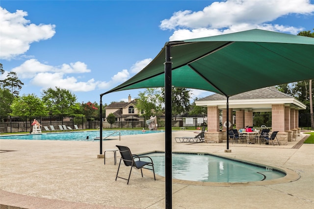 view of swimming pool featuring a patio