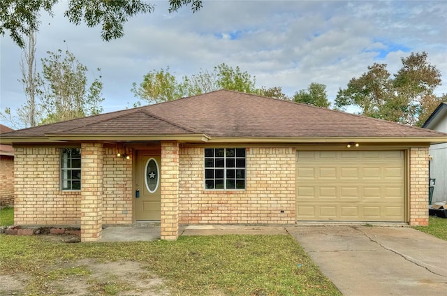 single story home with a garage