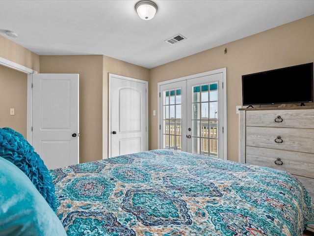 bedroom with french doors and access to outside