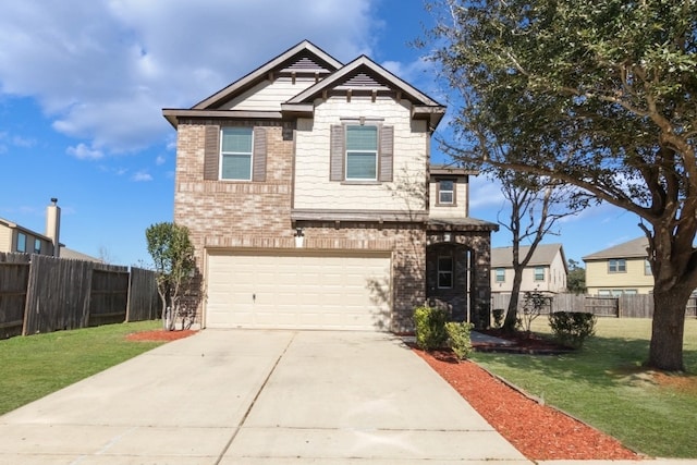 craftsman-style home with a garage and a front yard