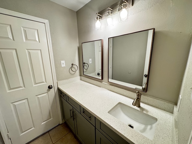 bathroom with tile patterned flooring and vanity