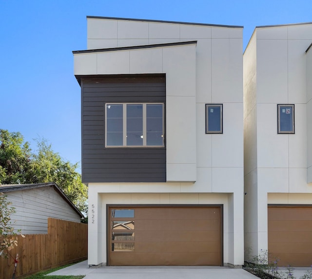 contemporary home featuring a garage