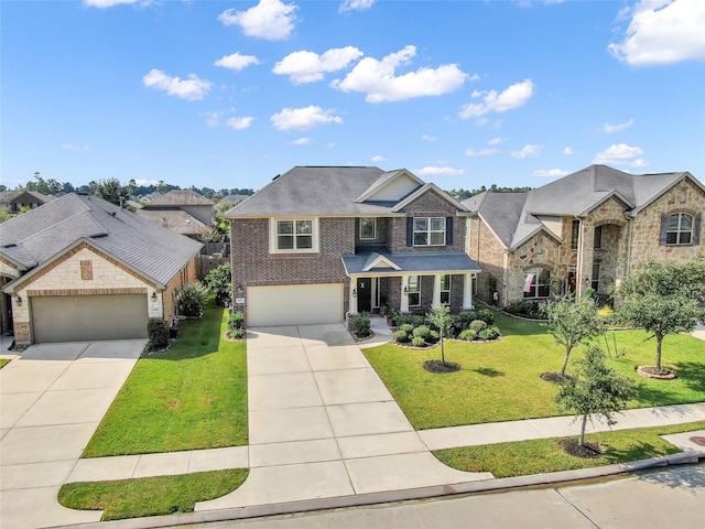 view of front of house with a garage and a front yard