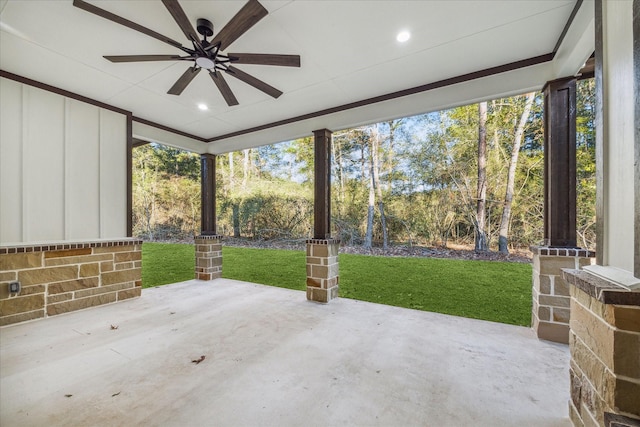 view of patio / terrace featuring ceiling fan