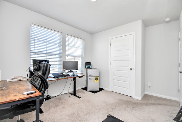 view of carpeted home office