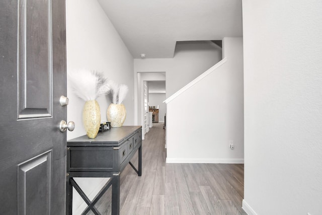 foyer entrance featuring hardwood / wood-style floors