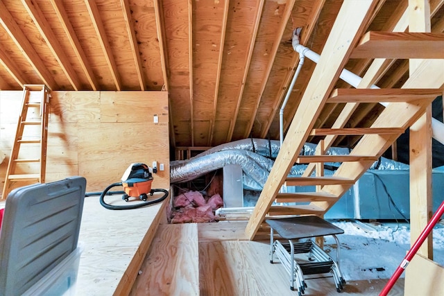 view of unfinished attic