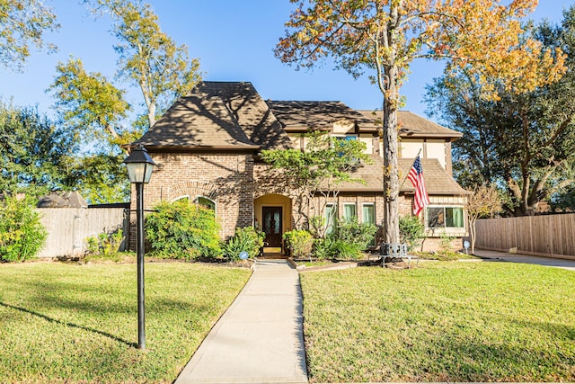 view of front of home featuring a front lawn