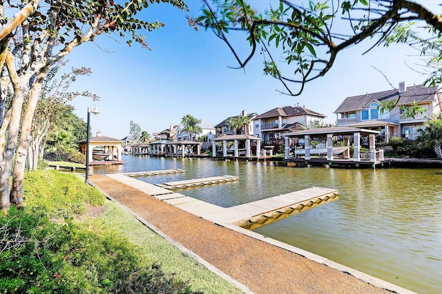 dock area featuring a water view