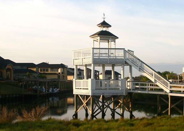 view of dock featuring a water view