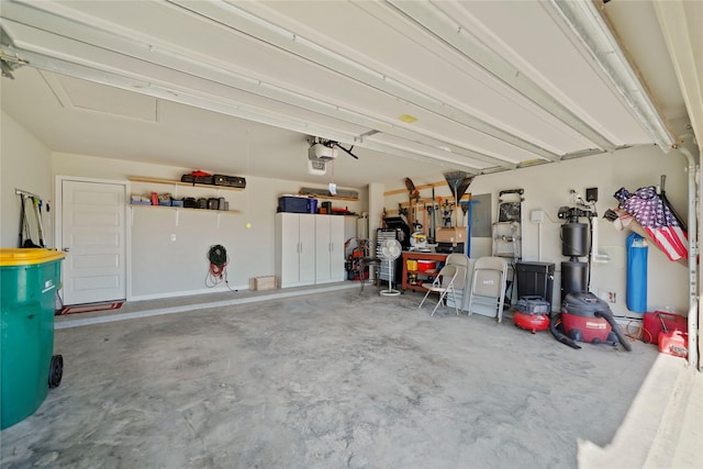 garage with a garage door opener