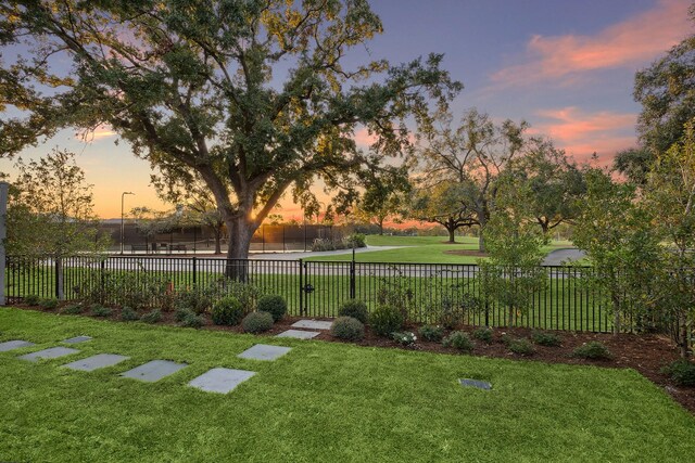 view of yard at dusk