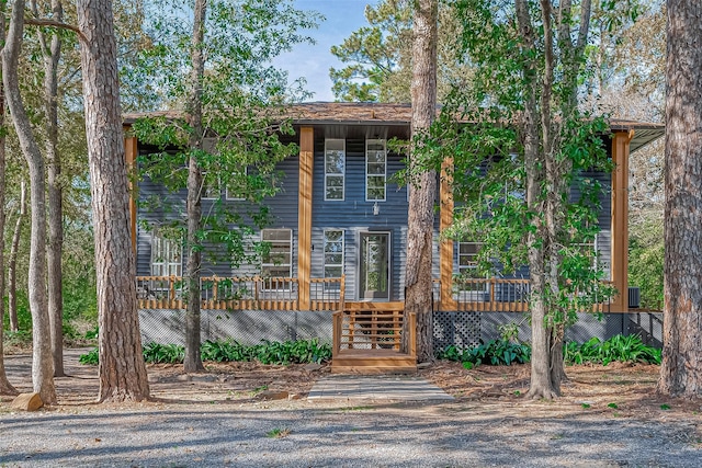 view of front of home with a deck