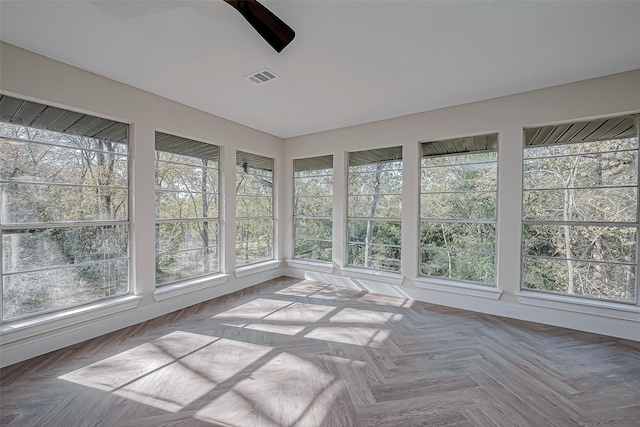 view of unfurnished sunroom