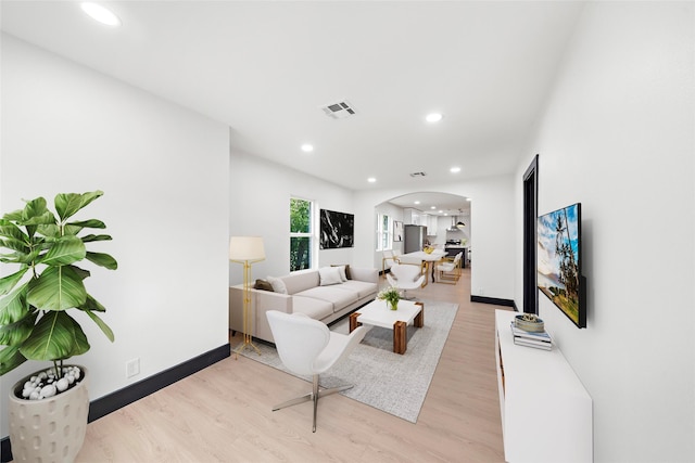 living room featuring light hardwood / wood-style floors