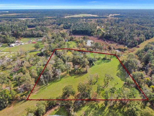 birds eye view of property featuring a rural view