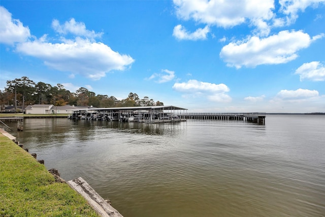 dock area featuring a water view