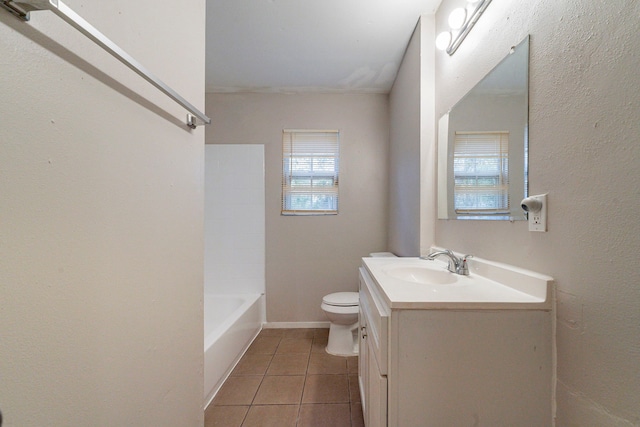 bathroom featuring tile patterned flooring, vanity, and toilet