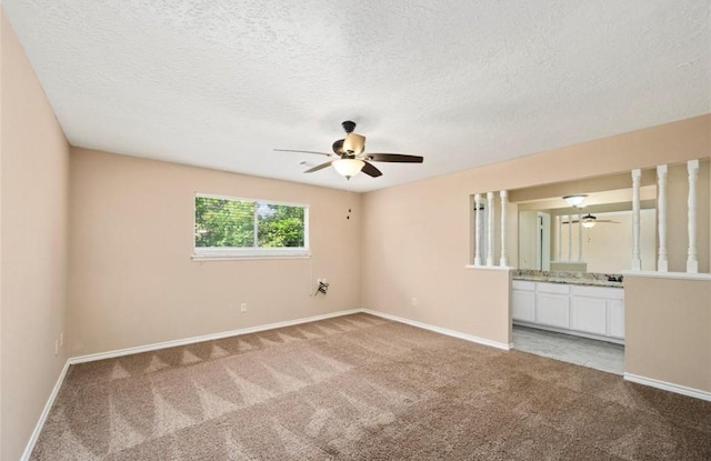 unfurnished room with light colored carpet and a textured ceiling