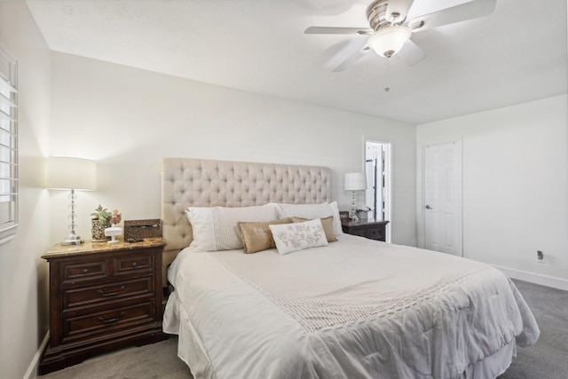 bedroom featuring carpet and ceiling fan