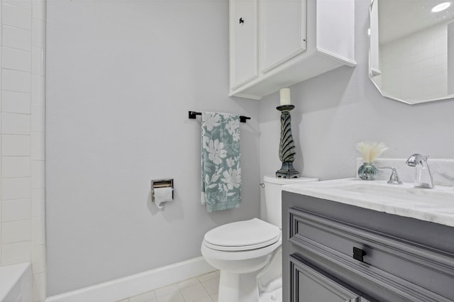 bathroom with tile patterned floors, vanity, and toilet