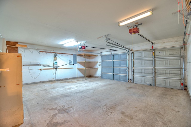 garage with a garage door opener