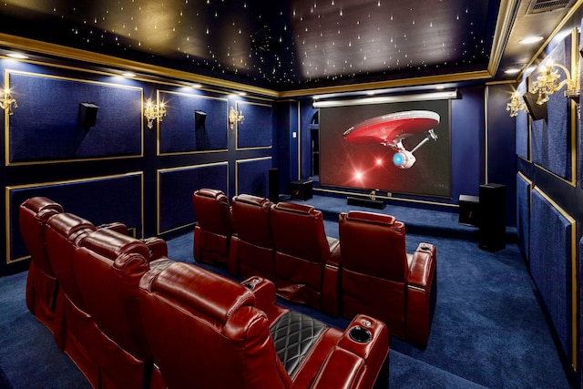 view of carpeted home theater