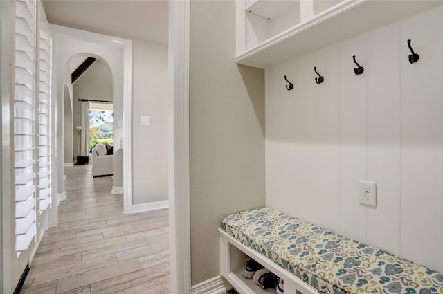 mudroom featuring light wood-type flooring