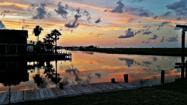 view of dock featuring a water view