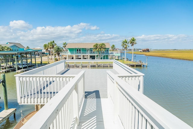 view of dock featuring a water view