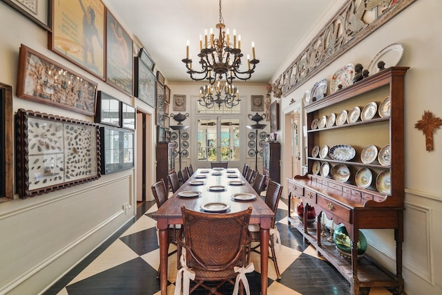 1107 Church St, Galveston, TX 77550 - dining area featuring a chandelier and ornamental molding