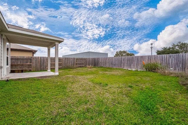 view of yard with a patio area