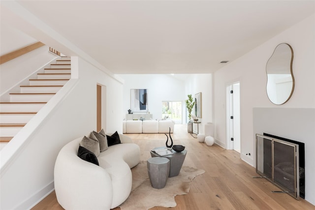 living room with light wood-type flooring