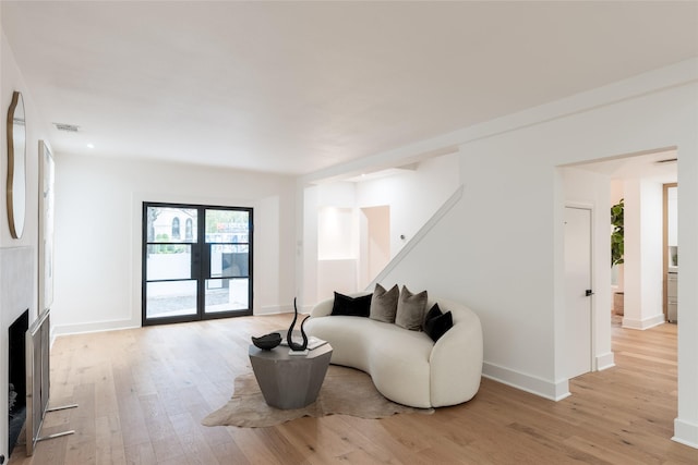 living room featuring light hardwood / wood-style flooring