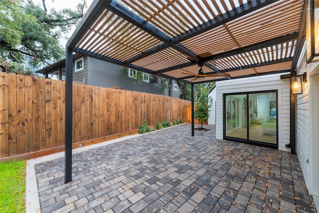 view of patio featuring a pergola