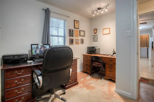 office with light colored carpet