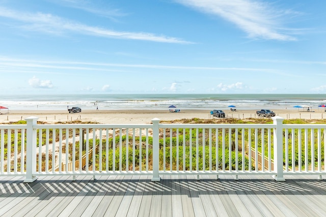 view of water feature featuring a beach view