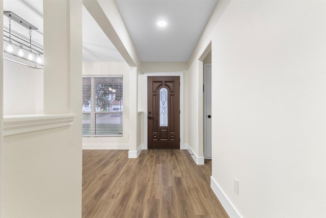 entryway featuring hardwood / wood-style flooring