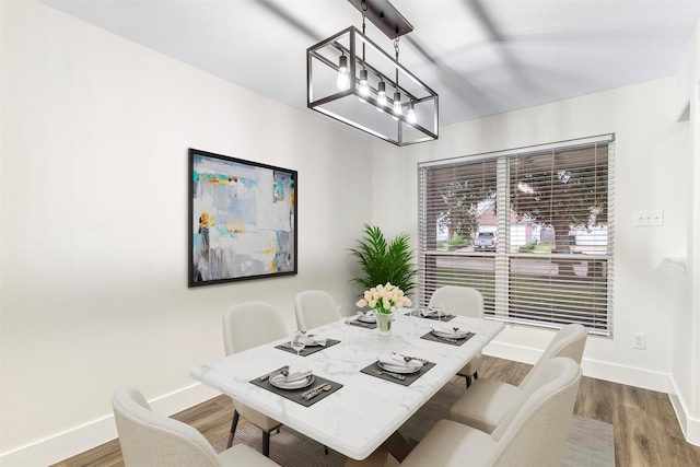 dining space featuring hardwood / wood-style flooring