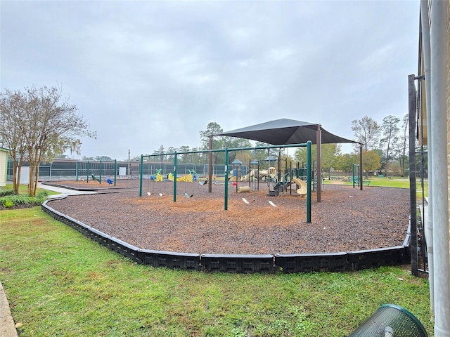 view of playground with a yard