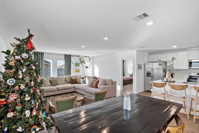 dining area featuring light hardwood / wood-style floors