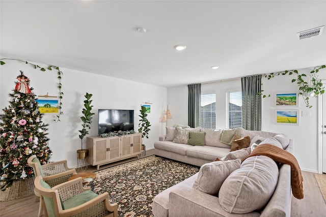 living room featuring light hardwood / wood-style flooring