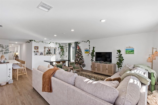 living room with light wood-type flooring