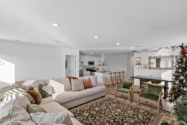 living room with wood-type flooring