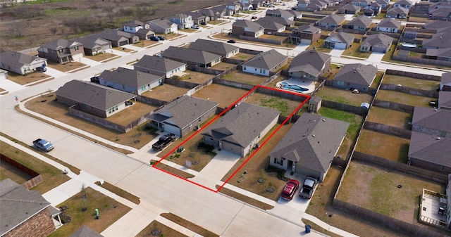 bird's eye view with a residential view