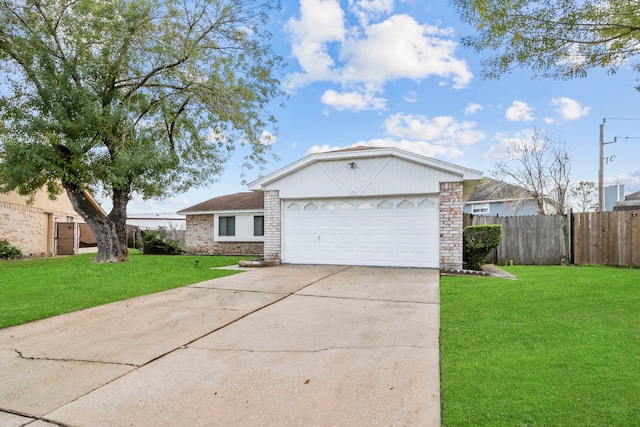 ranch-style house with a front lawn and a garage