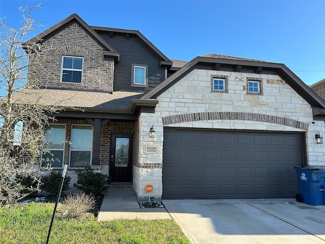 view of front of house with a garage