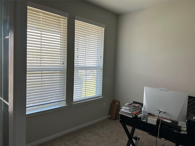 view of carpeted office space