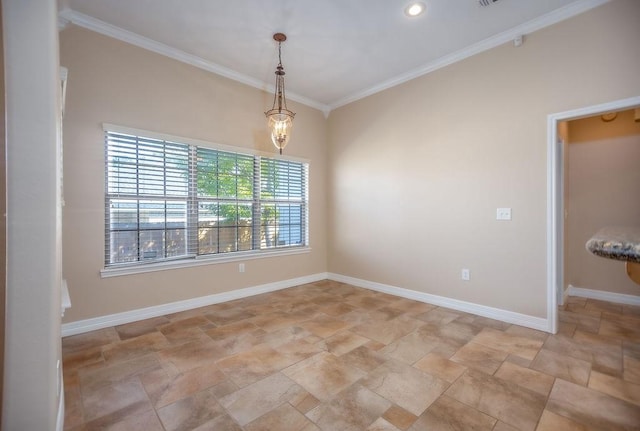 spare room featuring ornamental molding