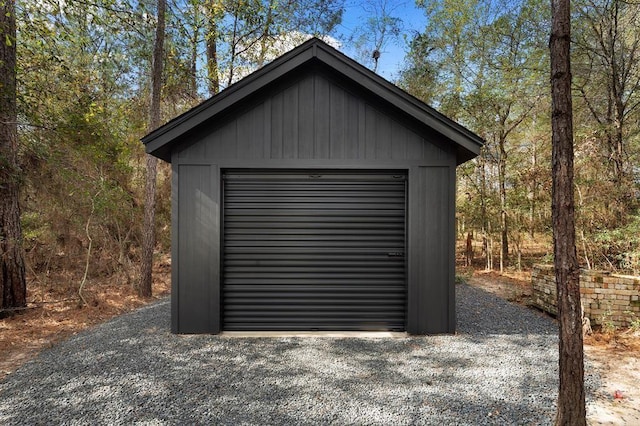 view of outbuilding featuring a garage